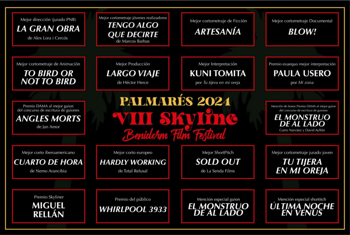 Skyline Film Festival de Benidorm clausurà la seua edició de 2024 amb un palmarés de gran qualitat